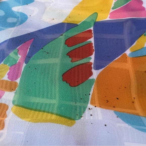 VTG 80s Ken Done Rainbow Sailboats Scarf Art-To-Wear Japan Colorful 24x24 NIP - Picture 7 of 9